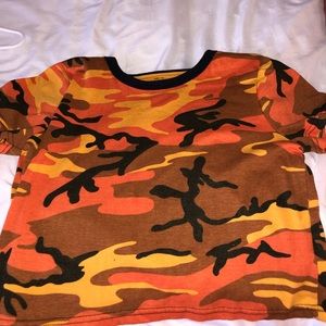 Orange camo crop top